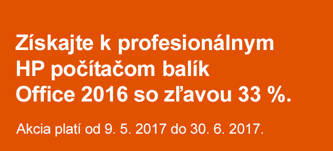 Office 2016 so zlavou 33 % pre notebooky a desktopy HP s Win10Pro